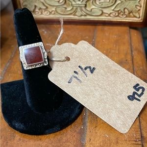Vintage Sterling silver and coral ring. Size 7 1/2